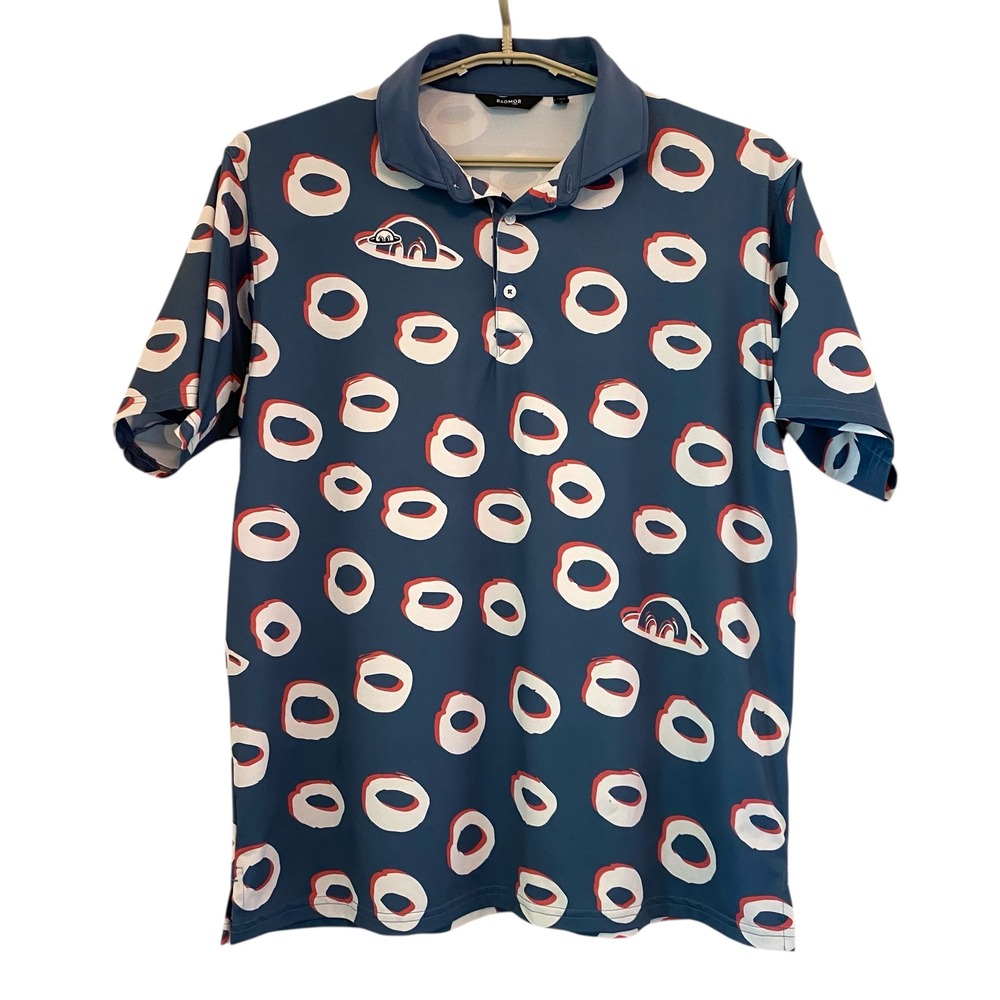 Radmor Golf Polo Shirt True Blue Donut UFO Men's XL Taylor Recycled‎ Stretch